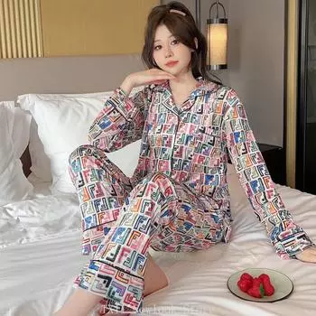 Зимняя пижама женская новая с лацканами и длинным рукавом, высококачественная мягкая и удобная свободная домашняя одежда M