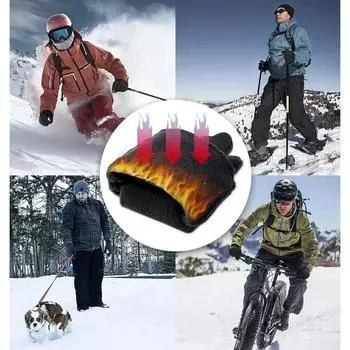 Winter Plus Velvet Gloves Touch Cold Waterproof Motorcycle Cycle Gloves Women Men Ski Gloves for Outdoor Sports Warm Running M чёрный