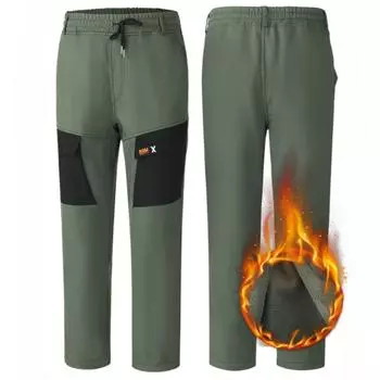 Брюки Winter Plus Velvet для мужчин и женщин, плотные эластичные комбинезоны, свободные прямые, устойчивые к холоду и воде, повседневные брюки для страхования труда XXXXL чёрный