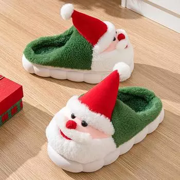 Winter Plush Christmas Slippers Men Women Fashion Cartoon Platform Men s House Shoes Indoor Warm Fluffy Women s Home Slippers 36-37