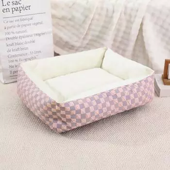 Winter Plush Pet Nest Teddy Cat Nest Square Dog Kennel Pet Mat Cat Bed Dog Bed Pet Supplies XS (45CMX35CM)