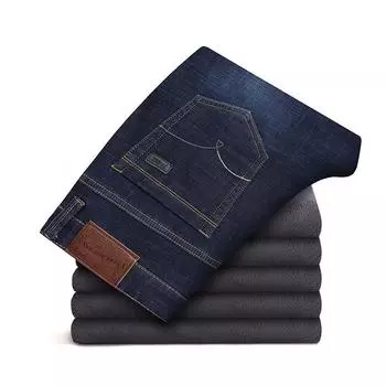 Зимние плюшевые утолщенные мужские теплые брюки деловые джинсы 28