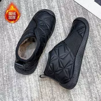 Winter popular high-top cotton shoes women 2024 new velvet thickened mother shoes soft sole non-slip comfortable one pedal 35 белый