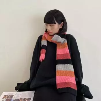 Winter Rainbow Striped Scarf Set: Sweet and Cool Girl s Winter Essential