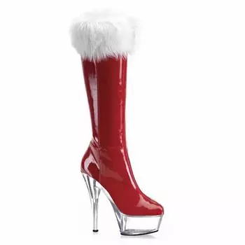 Winter red Christmas wind velvet super high heel 15CM tall tube adult adhesive bottom round head women s fashion boots 34 красный
