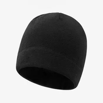 Winter Running Sports Hat Warm Hat Thin Velvet Elastic Toque Headgear Sweat-Absorbent Breathable and Windproof Casual Beanie Hat Black One size