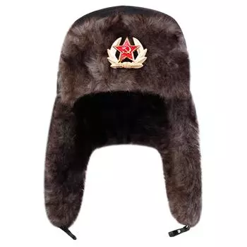 Winter Russian Coat of Arms Lei Feng Hat Men Outdoor Windproof and Cold Proof Bomber Hats Fashionable and Personalized Caps Cold Cap чёрный