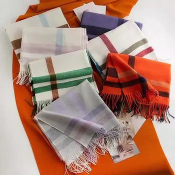 Зимнее чувство роскоши, шарф в британском стиле, универсальный женский и мужской, теплая шаль с бахромой 70*190cm