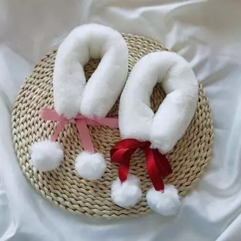 Winter Shawl Plush Scarf Warm Scarf Bow Fake Collar Elegant Hanfu Fur Collar Women чёрный