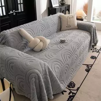 Winter Sherpa Camping Picnic Sofa Cover Funda Sofa Living Room Arch Jacquard Thick Warm Sofa Throw 180x90