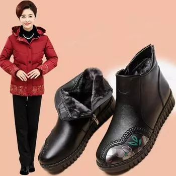 Зимняя обувь для женщин из натуральной кожи, водонепроницаемые, нескользящие, зимние ботинки, женские, удобные, толстые, плюшевые, теплые, ботильоны, женские ботинки 35