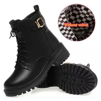 Winter Short Boots, Cotton Shoes, Thick-heeled Thick-soled Plus Velvet Short Boots, Ladies Boots EU41/CN42 чёрный