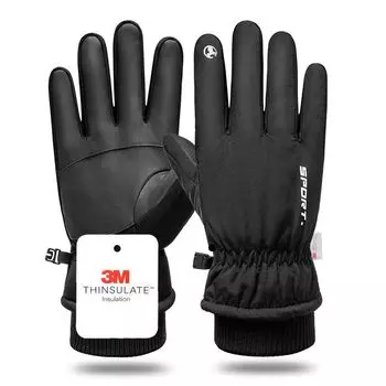 Winter Ski Gloves for Men to Thicken the Cold Anti-skid Q9067 Black XL