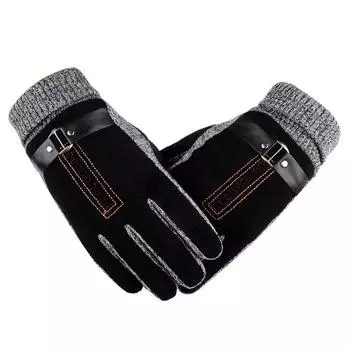 Winter Skiing Warm Cycling Gloves Genuine Leather Men s Plus Fleece Thickened Cold-proof Waterproof Touch Screen Outdoor Motorcycle Electric Vehicle One Size