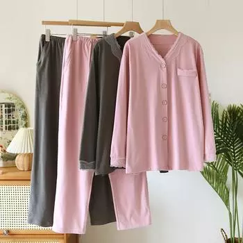 Winter Sleepwear Women s Pajamas Nightie New Pyjama Set Warm Home Wear Long Sleeve Nighties for Womens Nightwear M серый