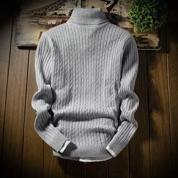 Winter Slim Mens Shirts Pullover Jumper High Neck Turtleneck Knit Tops Sweater 2XL