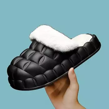 Winter Slippers For Men Home Outdoor Eva Platform Slipper Waterproof Height-increasing Young Fashion Popular Shoe High Quality 40-41 чёрный