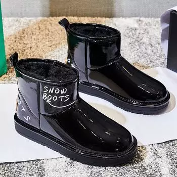 Winter snow boots women s 2025 new velvet thickened flat-bottomed British wind short cotton boots one-pedal casual women s boots 35