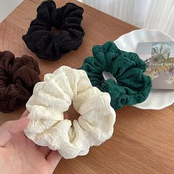 Winter Soft Hair Scrunchies Solid Color Hair Band For Girls Ponytail Holder Rubber Bands Hair Ties Hair Accessories For Women бежевый