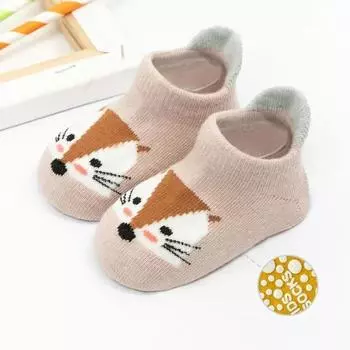 Winter Spring Anti Slip Baby Ankle Socks Cute Cartoon Animal Letter Print Toddler Kids Floor Sock Rubber Soles Boys Girls Socks 0-1 Year