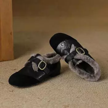 Winter Square Toe Flats Slip-on Flat with 2025 Hot Sale Ladies Shoes New Solid Sewing Buckle Novelty Flats Sapatos Baixos 35 коричневый