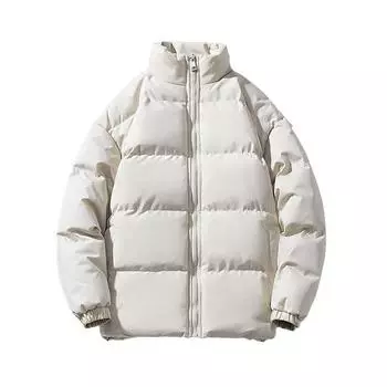 Winter Stand Collar Cotton Jacket Loose Student Couples Cotton Jacket Casual Simple Warm Windproof Large Size Cotton M