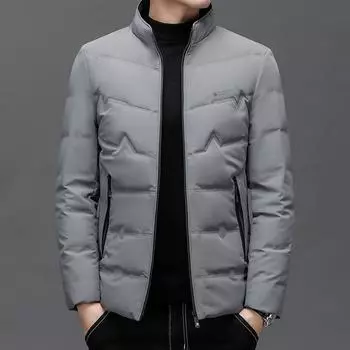 Зимняя куртка-пуховик с воротником-стойкой для мужчин, простая, модная и стильная теплая куртка, высококачественная повседневная куртка-пуховик для молодежи и людей среднего возраста M