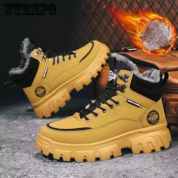 Winter Suede Thick Men s Shoes Anti Slip Shoes Men s Labor Protection Trendy Boots Thick Soled Snow Boots 39