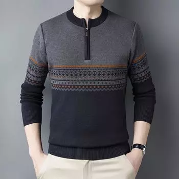 Winter Sweater Men s Winter Clothing Thick Half High Neck Knitted Sweater Warm Top M