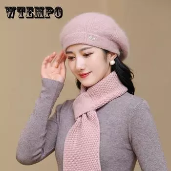 Winter Thick Rabbit Hair and Velvet Warm Knitted Elderly Hairline Hat average size