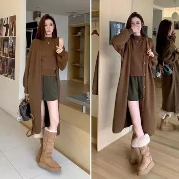 Winter thickened and velvet two wear snow boots, women s thick soles look thin, but knee boots are non-slip 35 малиновый