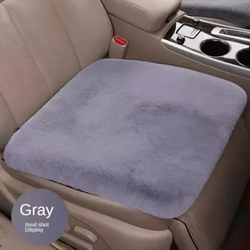 Winter Thickened Car Cushion Rabbit Hair Short Hair Japanese Plush Car Cushion Wool Backless Three Piece Seat Cushion Cover чёрный