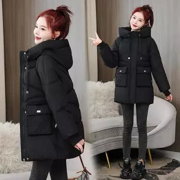 Winter Thickened Mid-length Padded Jacket Women s Loose Plus Size Hooded Padded Jacket Fashion Padded Jacket Cold-proof XXXL