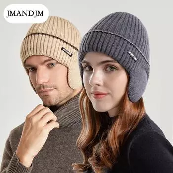 Winter thickened warm knitted wool hat, the same for men and women, European and American headgear, fleece ear protection hat