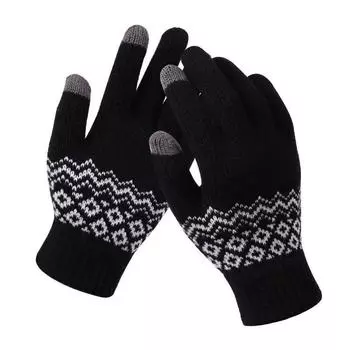 Winter Touch Screen Gloves Women Men Warm Stretch Knit Mitte Style 3 Black 3XL