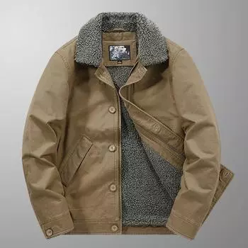 Winter Trendy Cotton-padded Clothes Men s Fleece Thickened Cotton-padded Jacket Warm Jacket Turned Cotton-padded Clothes M