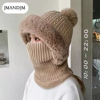 Зимняя вязаная шапка с узором «твист», бархатный теплый шарф, встроенная шапка-свитер, утепленная шерстяная шапка, женская серый