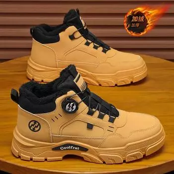 Winter velvet high-top Martin boots men s shoes trendy versatile tooling shoes men s thick-soled thickened warm cotton shoes short boots 39