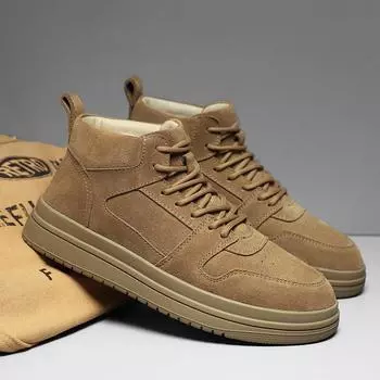 Winter Velvet-Lined Genuine Leather Retro High-Top Snow Boots with Thick Non-Slip Sole 38