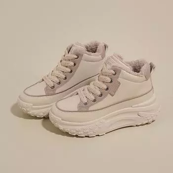 Winter velvet warm thick-soled cotton shoes women s Korean version high-top ins tide student leisure sports women s shoes 35