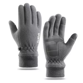 Winter Warm Gloves Plus Velvet Thickened Fleece Gloves Outdoor Cycling Windproof Cold Touch Screen Ski Gloves One Size