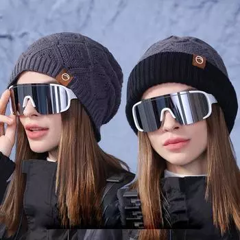 Зимняя теплая шапка женская шапка для большой головы уличная ветрозащитная защита ушей вязаная шерстяная шапка красный