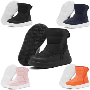 Winter Warm Kids Snow Boots Plush High Top Anti-Slip Casual Children Good Waterproof Cloth Shoes Thicken Boy Girls Cotton Shoes 22 чёрный