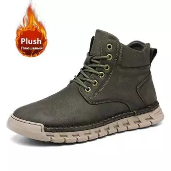 Winter Warm Men s Snow Boots High Quality Leather Men s Ankle Boots Winter Plush Warm Men s Boots Casual Outdoor Work Boots 38