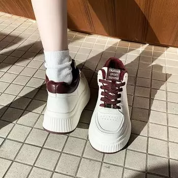 Winter warm new small thick-soled high-top Angola red board shoes velvet versatile light casual white shoes 35