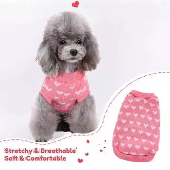 Winter Warm Pet Sweater with Heart Pattern For Small and Dogs Cats and Medium Cute and Pet For R1S9 Pink-XS