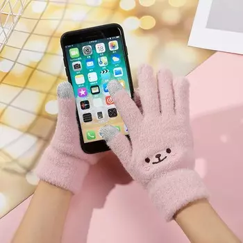 Winter Warm Plush Cartoon Men Women Gloves Warm Mittens Full Finger Knitted Gloves