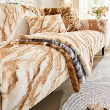 Winter Warm Plush Sofa Cushion High-grade Soft Sofas Mat Anti-slip Luxury Thicken Couch Covers Sofa Blanket for Living Room A 70x70