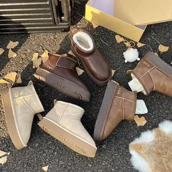 Winter warm short boots women s spot velvet thickened snow boots women s casual fashion thick-soled low-top cotton shoes tide 35