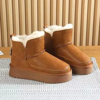 Winter Warm Short Plush Women Snow Ankle Boots Outdoor 2024 High Quality Wear Resistant Platform Shoes Botines De Mujer 35 чёрный